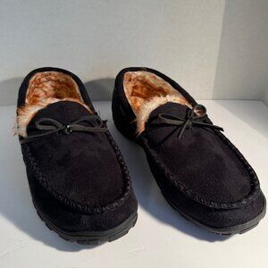 NCCB NWOT Mens Moccasin Slippers Nonslip Indoor Outdoor Black Mens Size -12